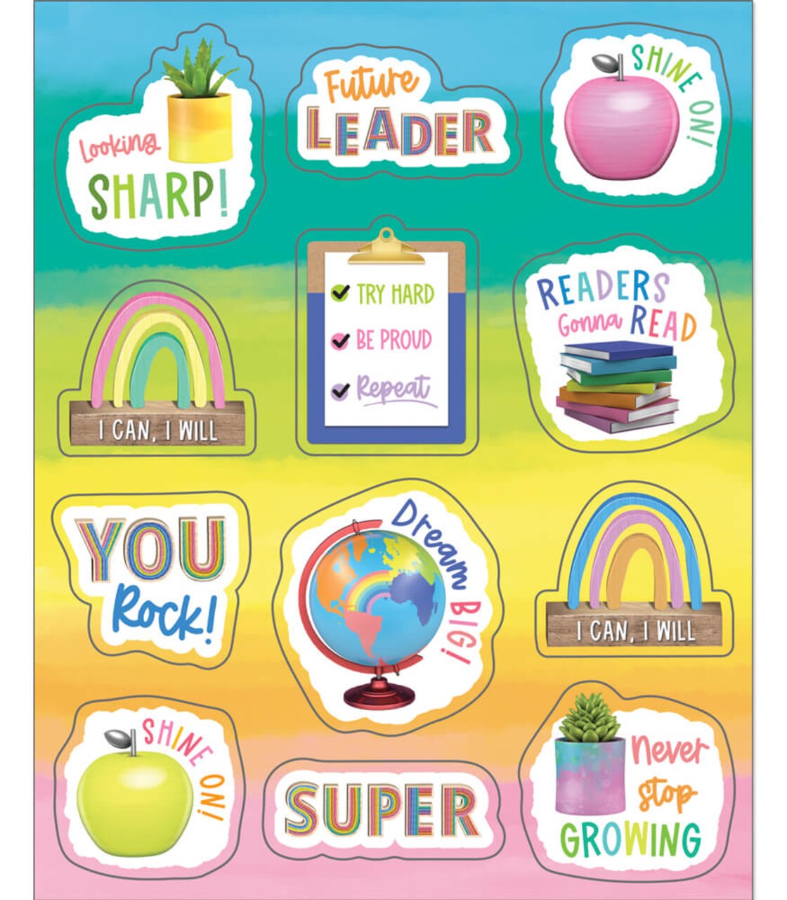 Happily Ever Elementary Motivational Sticker Pack, Inspirational Stickers  for School Supplies, Incentive Chart, Reward Stickers, and Positive Affirmation  Stickers (6 Sheets)